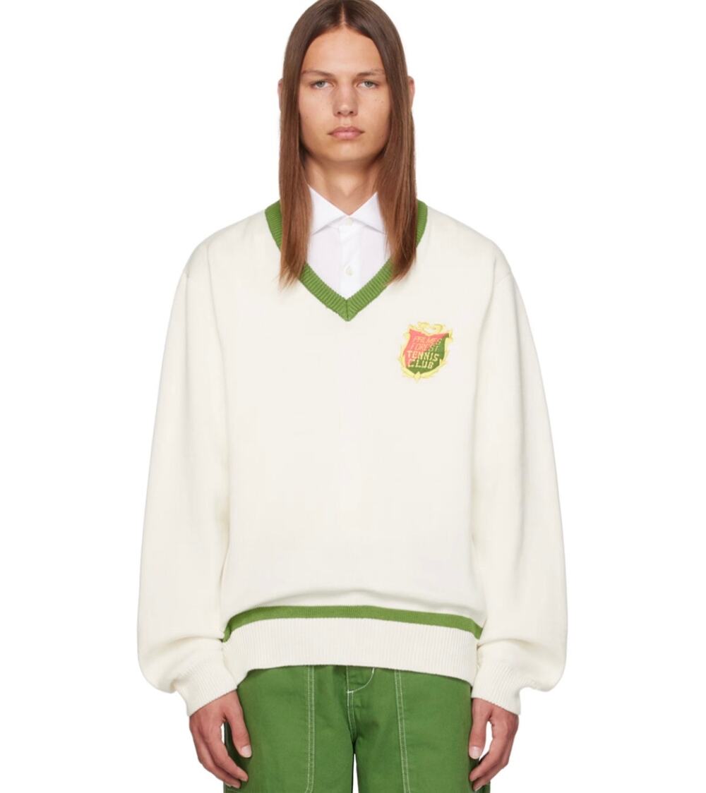 Palmes Off-White PFTC V Neck Knit Sweater Cotton Tennis Preppy Sz M New